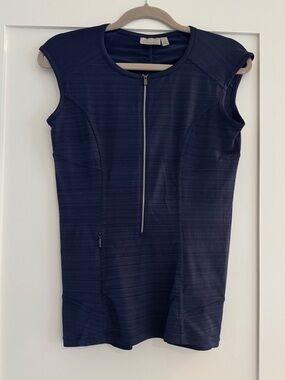 Athleta Pacifica UPF Fitted Zip Tank in Blue-size Small